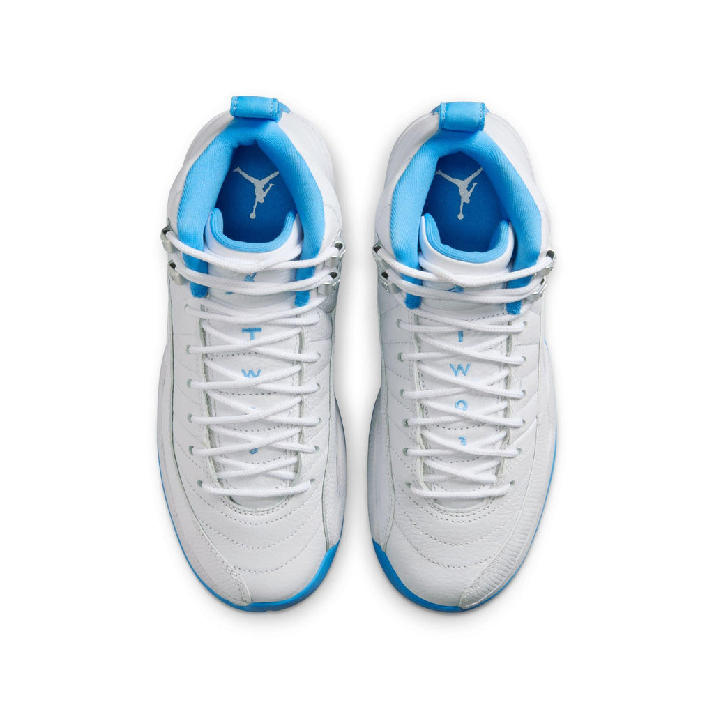 Air Jordan 12 Retro Big Kids' Shoes White/University Blue-Metallic Silver