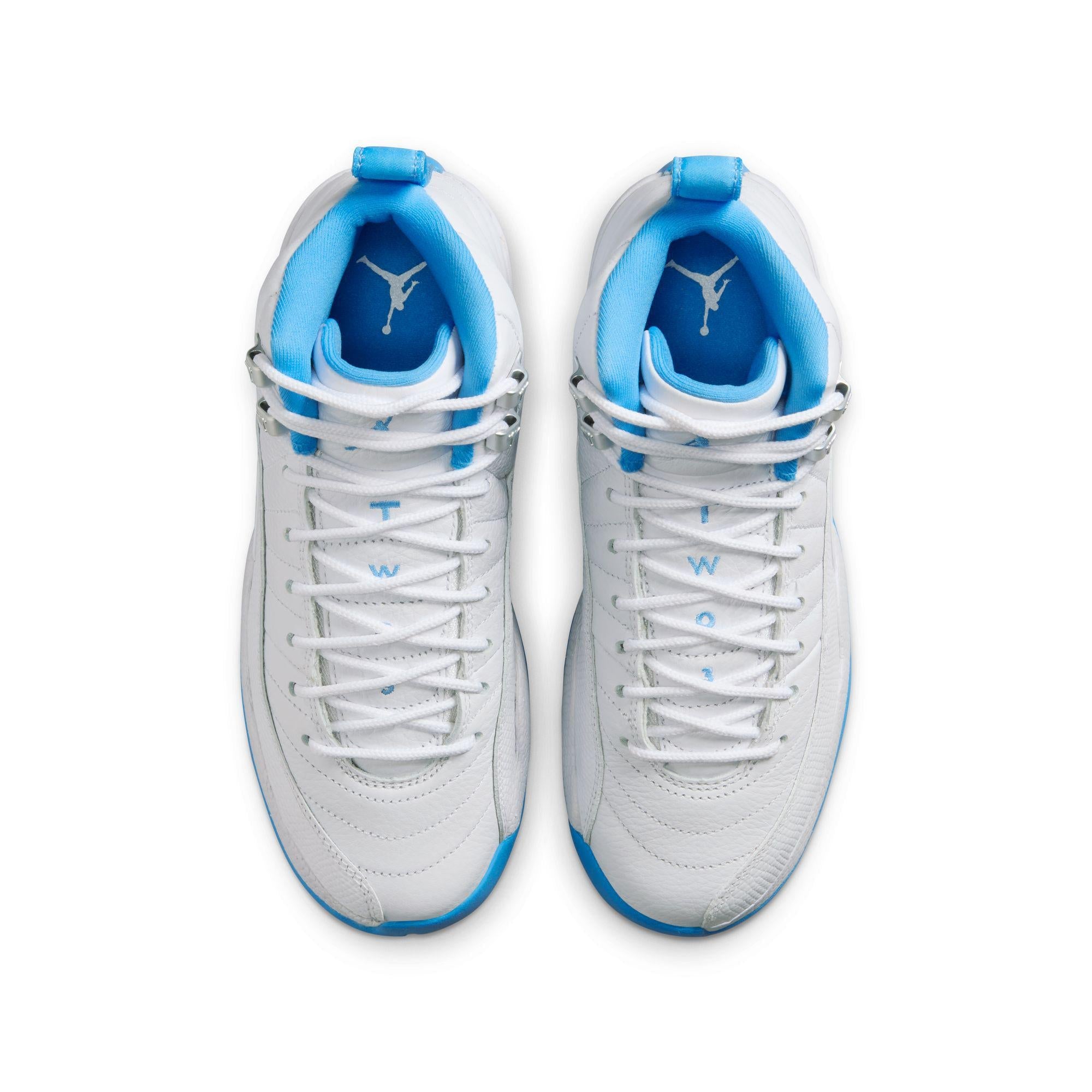 Air Jordan 12 Retro Big Kids' Shoes White/University Blue-Metallic Silver