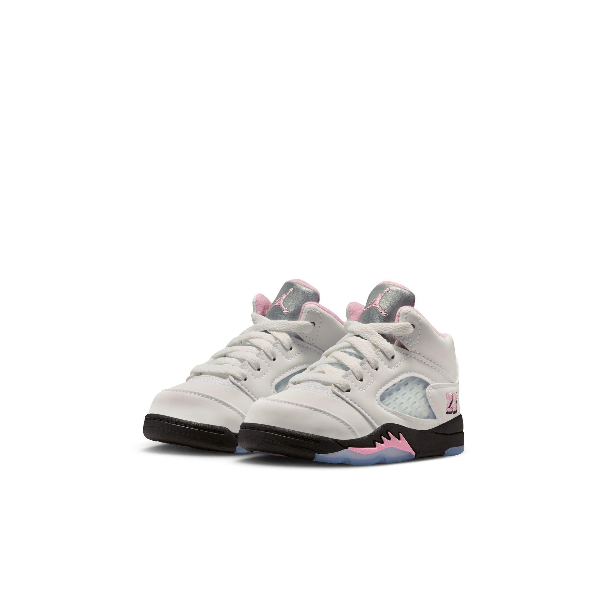 Jordan 5 Retro OG Baby/Toddler Shoes White/Med Soft Pink-Black