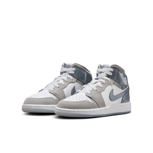 Air Jordan 1 Mid SE Big Kids' Shoes White/Cool Grey-Medium Grey