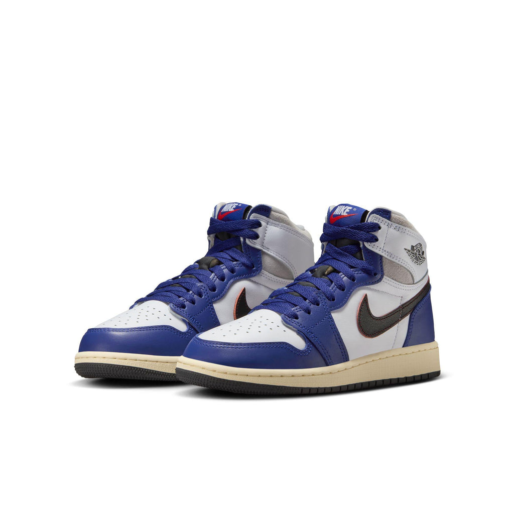 Air Jordan 1 High OG Big Kids' Shoes White/Neutral Grey-Deep Royal Blue