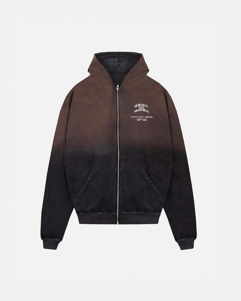 Undergold Gratia Plena Benedicta Zip Up Hoodie Rusty Black