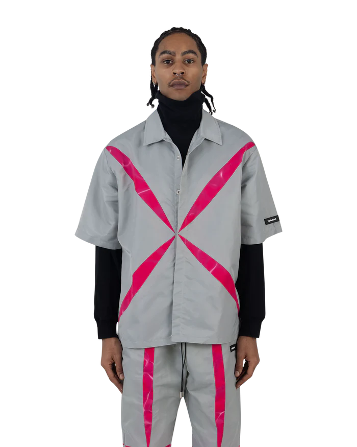 Nash Slice Shirt Silver Grey/Fluro Pink