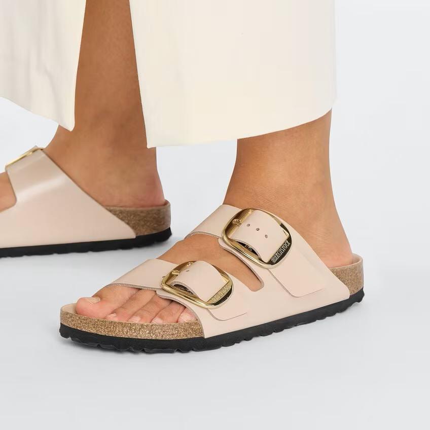 Birkenstock Arizona Arizona Big Buckle Natural Leather Patent - High Shine New Beige