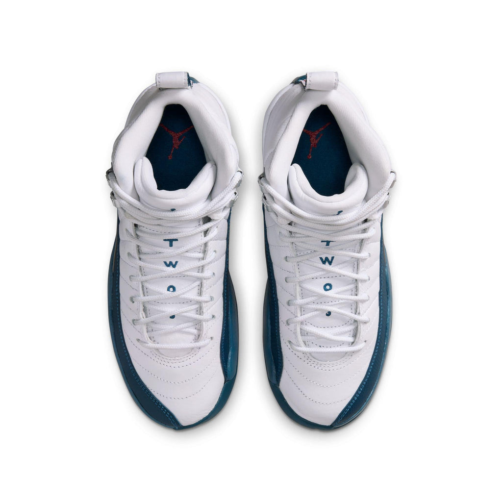 Air Jordan 12 Retro Big Kids' Shoes White/French Blue-Metallic Silver