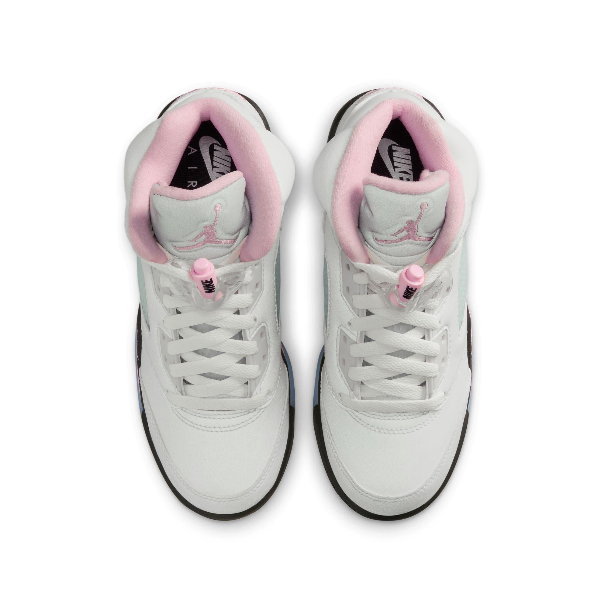 Air Jordan 5 Retro Big Kids' Shoes White/Med Soft Pink-Black
