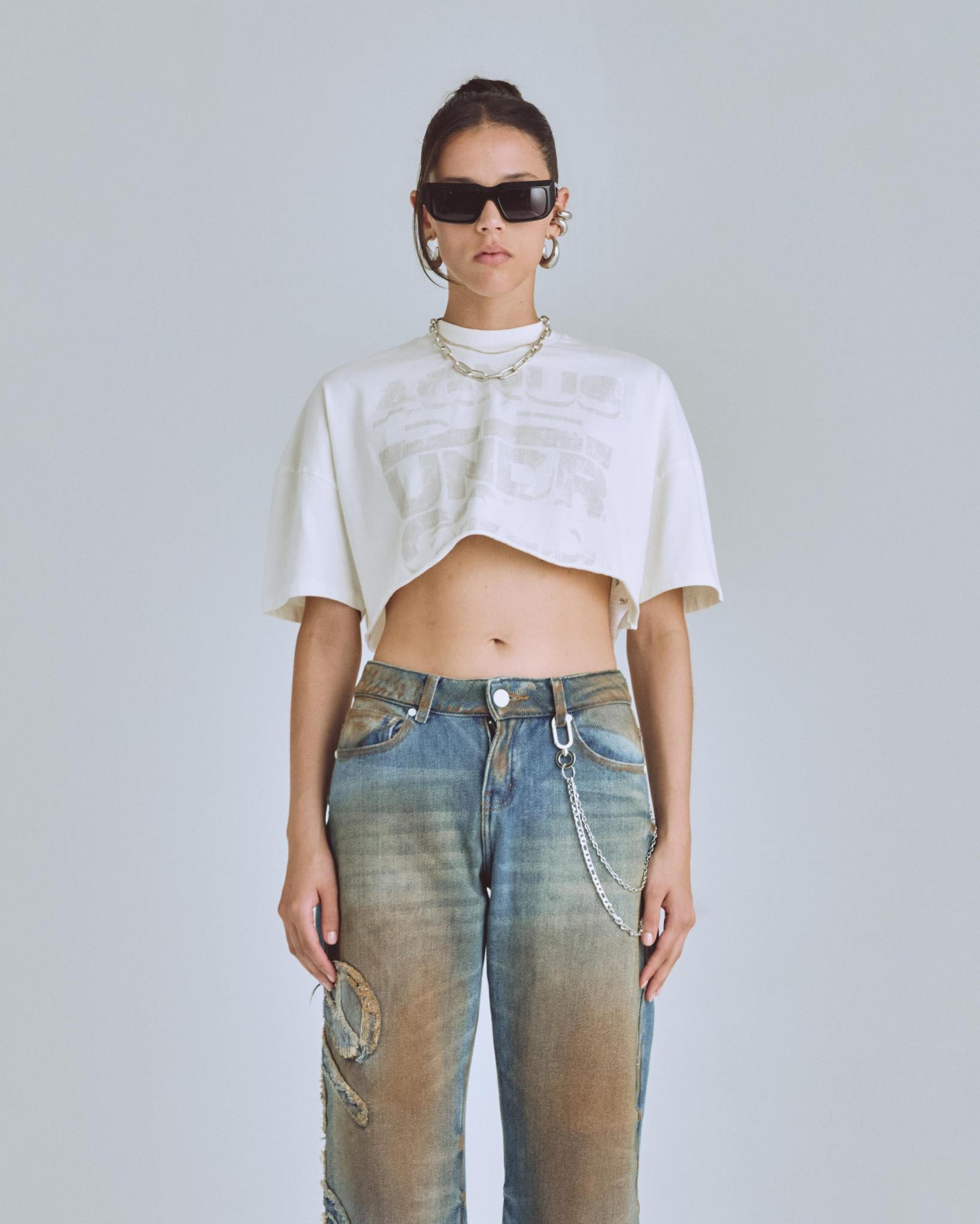 Undergold Agnus Dei Chrome Crop Top White