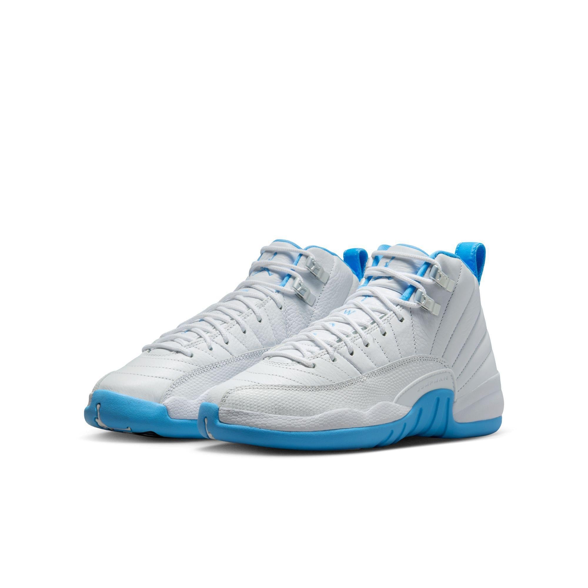 Air Jordan 12 Retro Big Kids' Shoes White/University Blue-Metallic Silver
