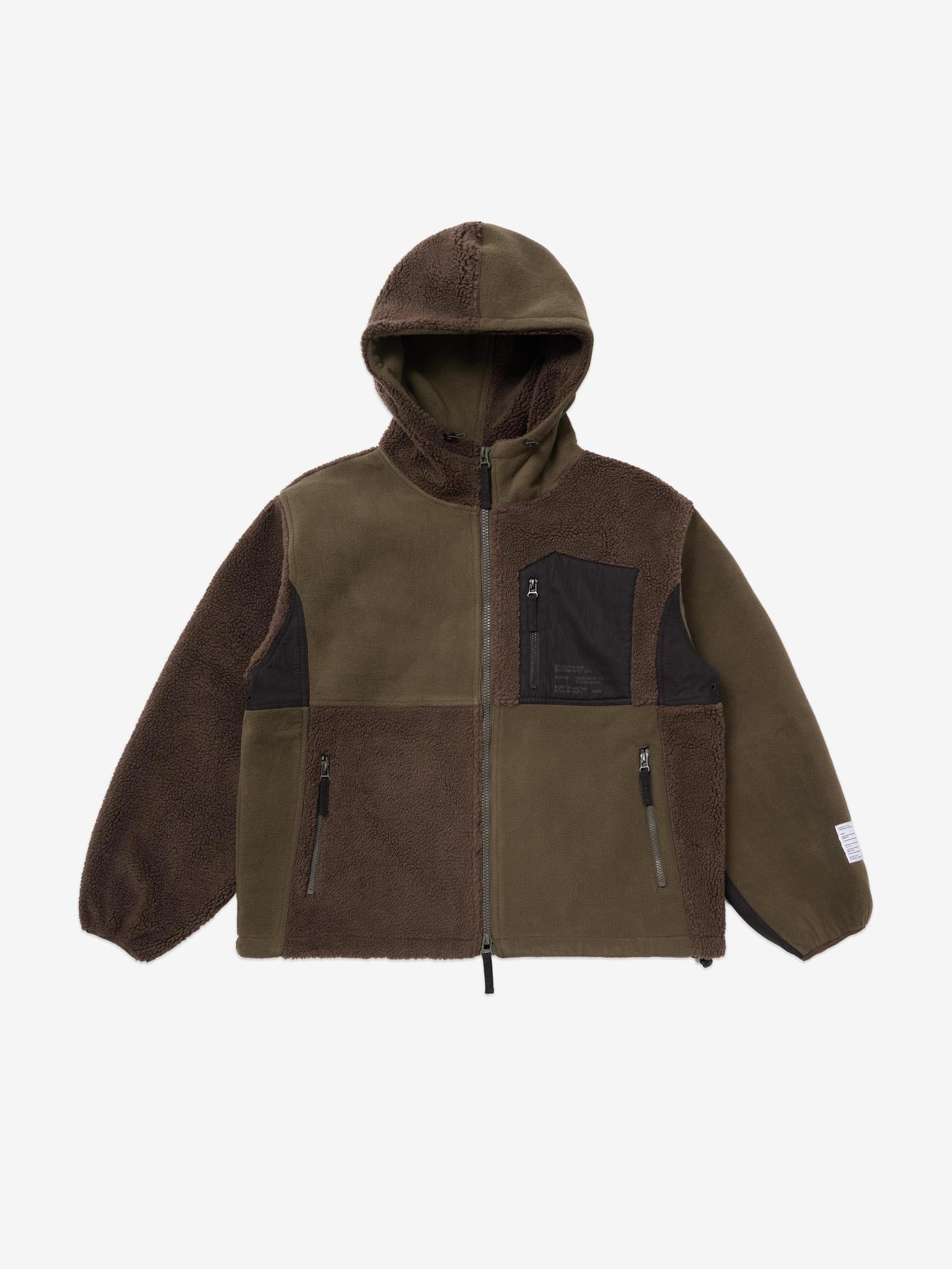 SCRT® Patchwork Hooded Fleece Green/Brown