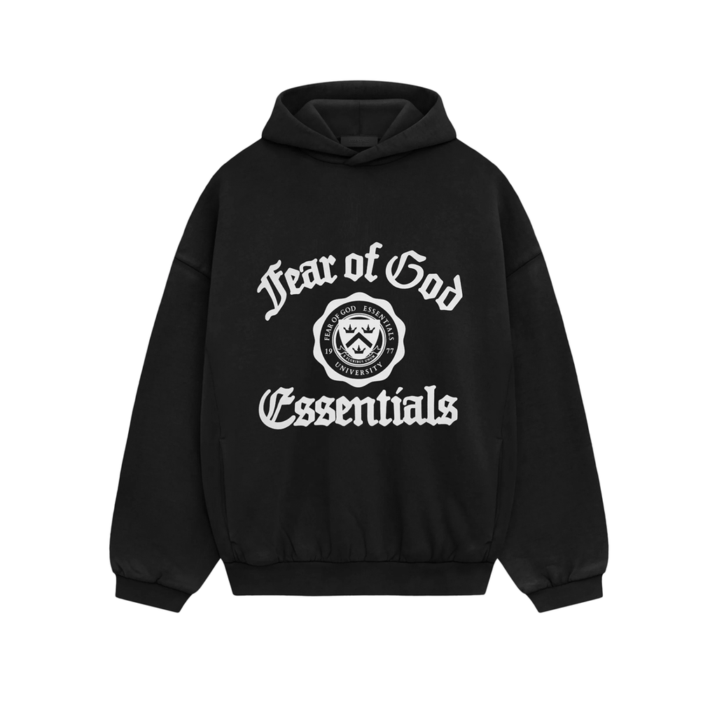 Fear of God Essentials Heavy Fleece Vintage Shrunken Hoodie Black