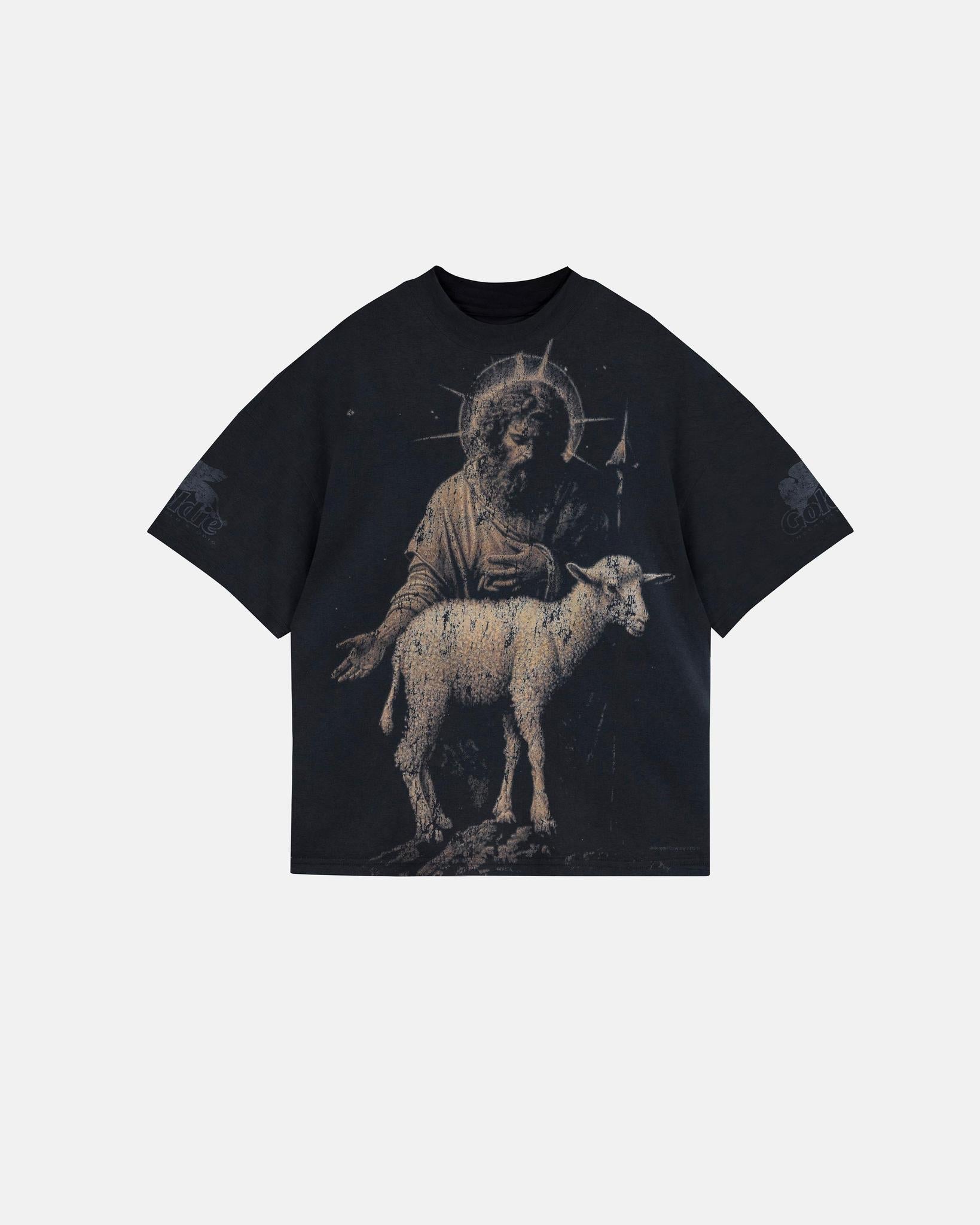 Undergold Agnus Dei Saint Shepherd Boxy Fit T-Shirt Vintage Black