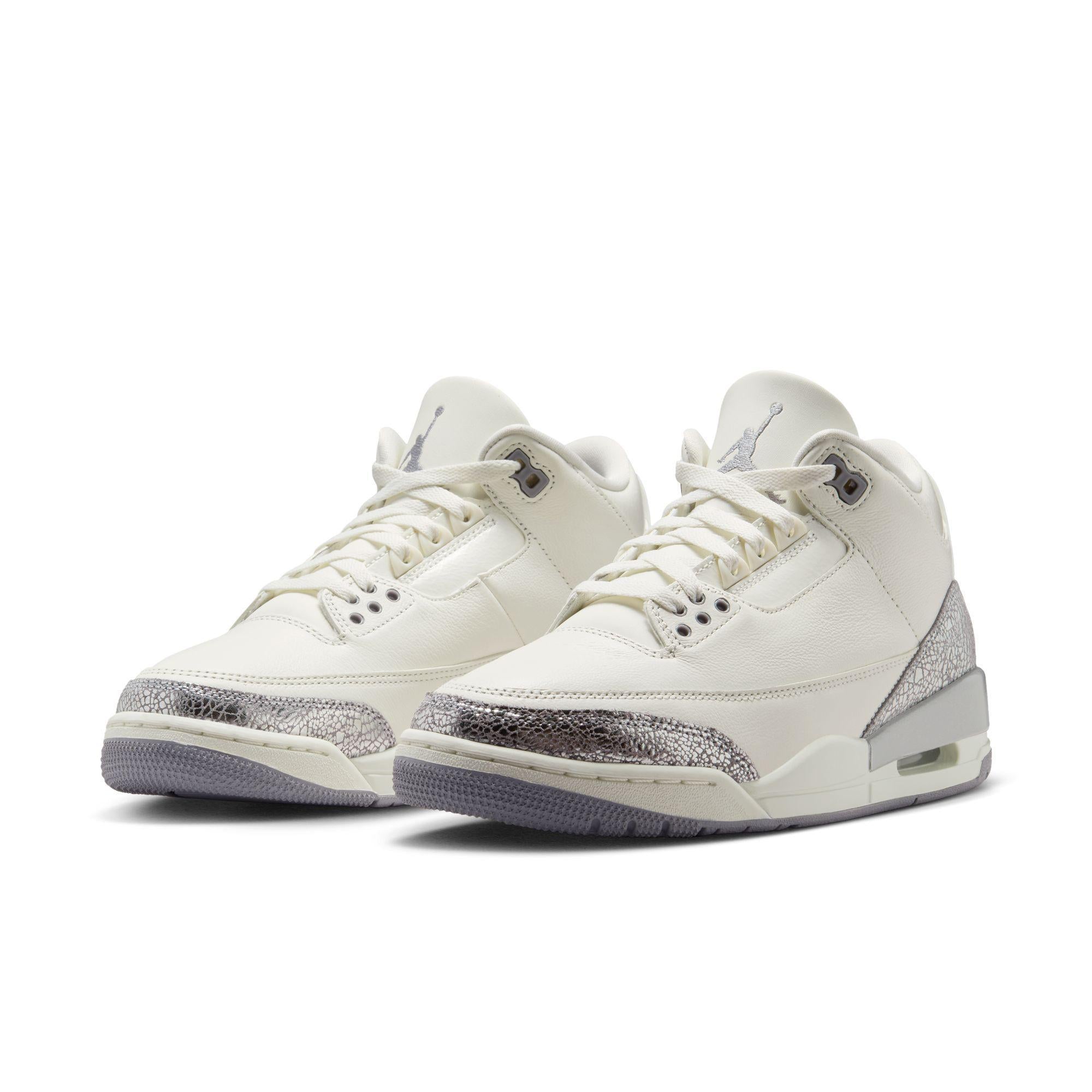 Women's Air Jordan 3 Retro Sail/Cement Grey-Metallic Silver