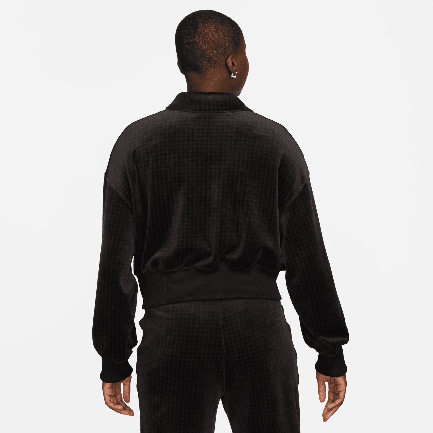 WOMEN'S NIKE SPORTSWEAR VELOUR POLO (BLACK)
