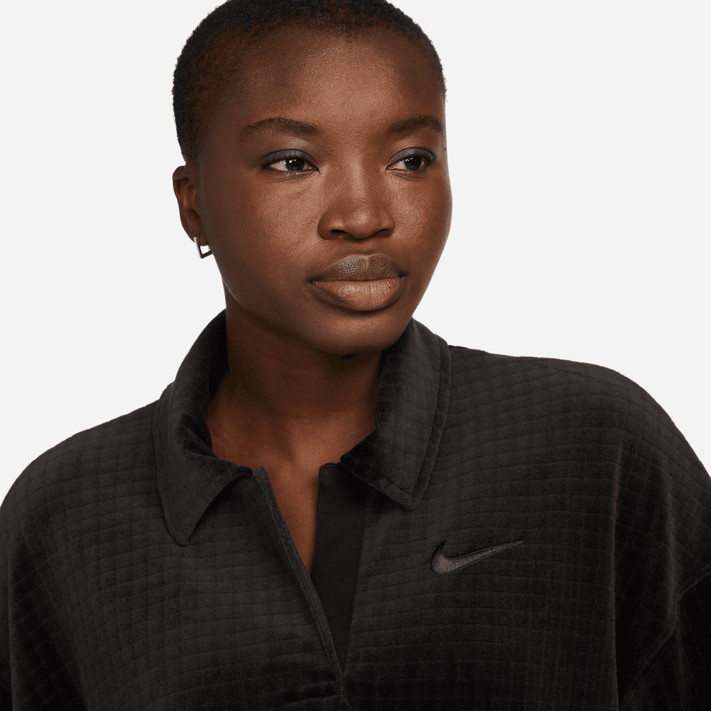 WOMEN'S NIKE SPORTSWEAR VELOUR POLO (BLACK)