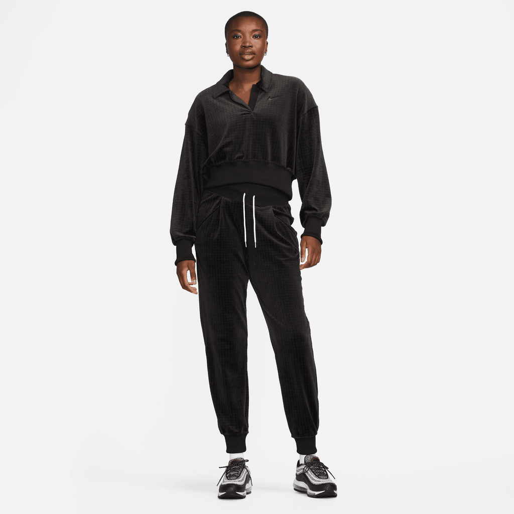 WOMEN'S NIKE SPORTSWEAR VELOUR POLO (BLACK)