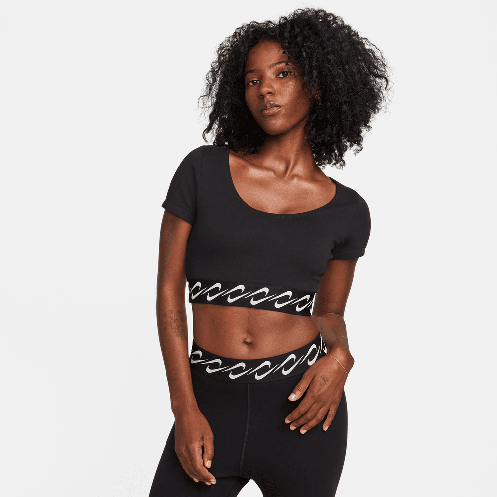 Womens Nike Sportswear Classic Swoosh Crop Black