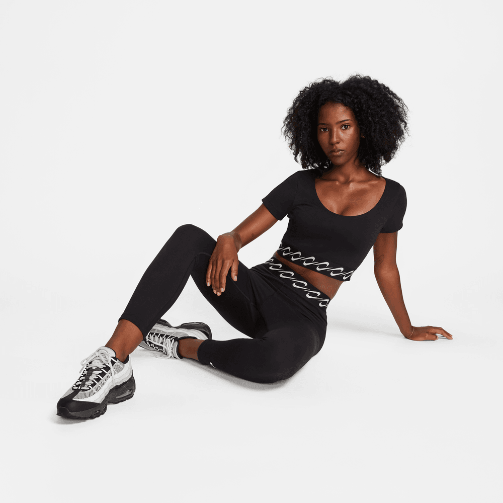Womens Nike Sportswear Classic Swoosh Crop Black
