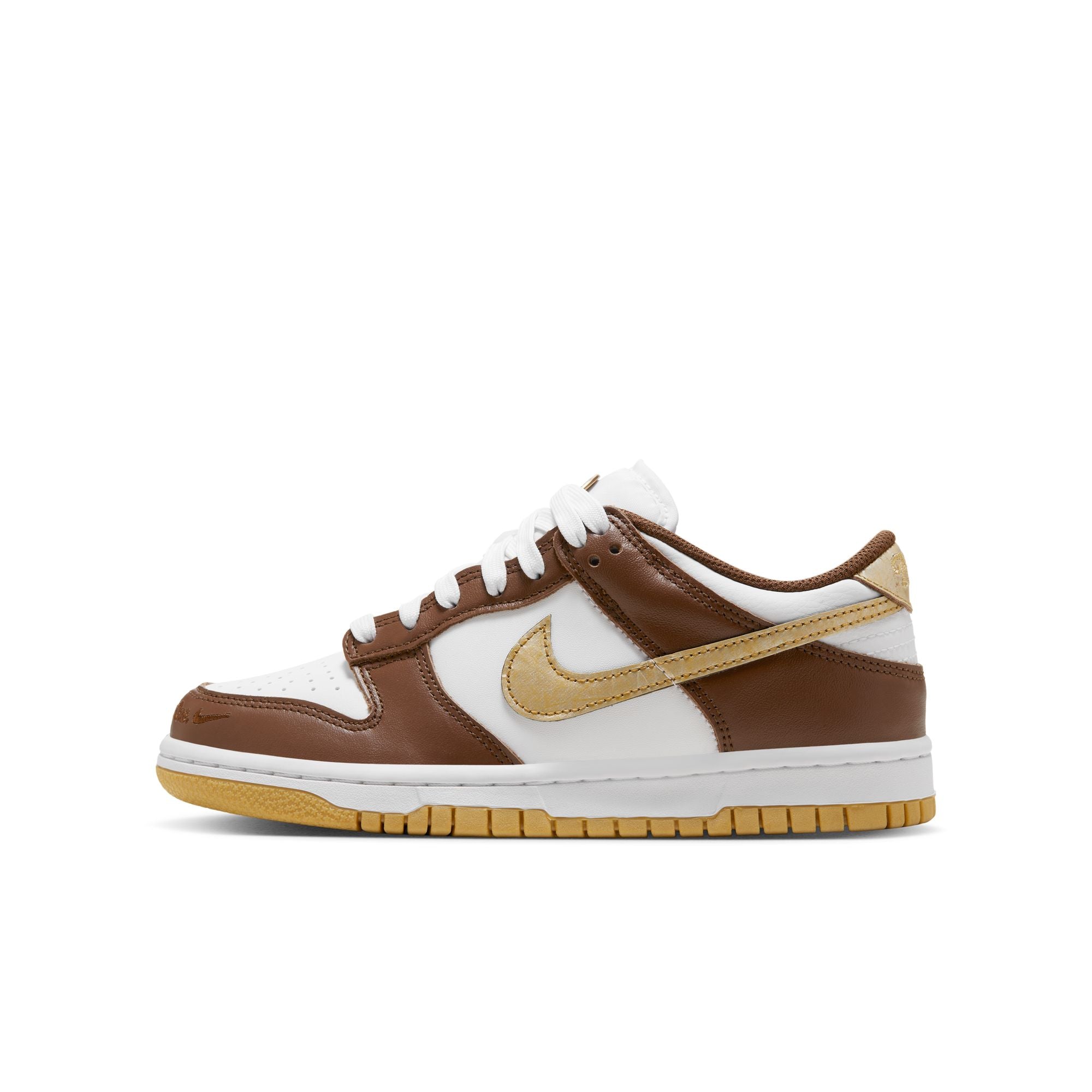 Youth (GS) Nike Dunk Low - WHITE/METALLIC GOLD-WHITE-CACAO WOW