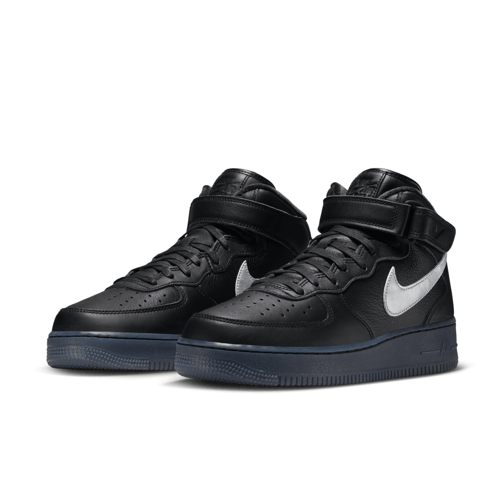 NIKE AF1 MID '07 PREMIUM "BLACK METALLIC SILVER"