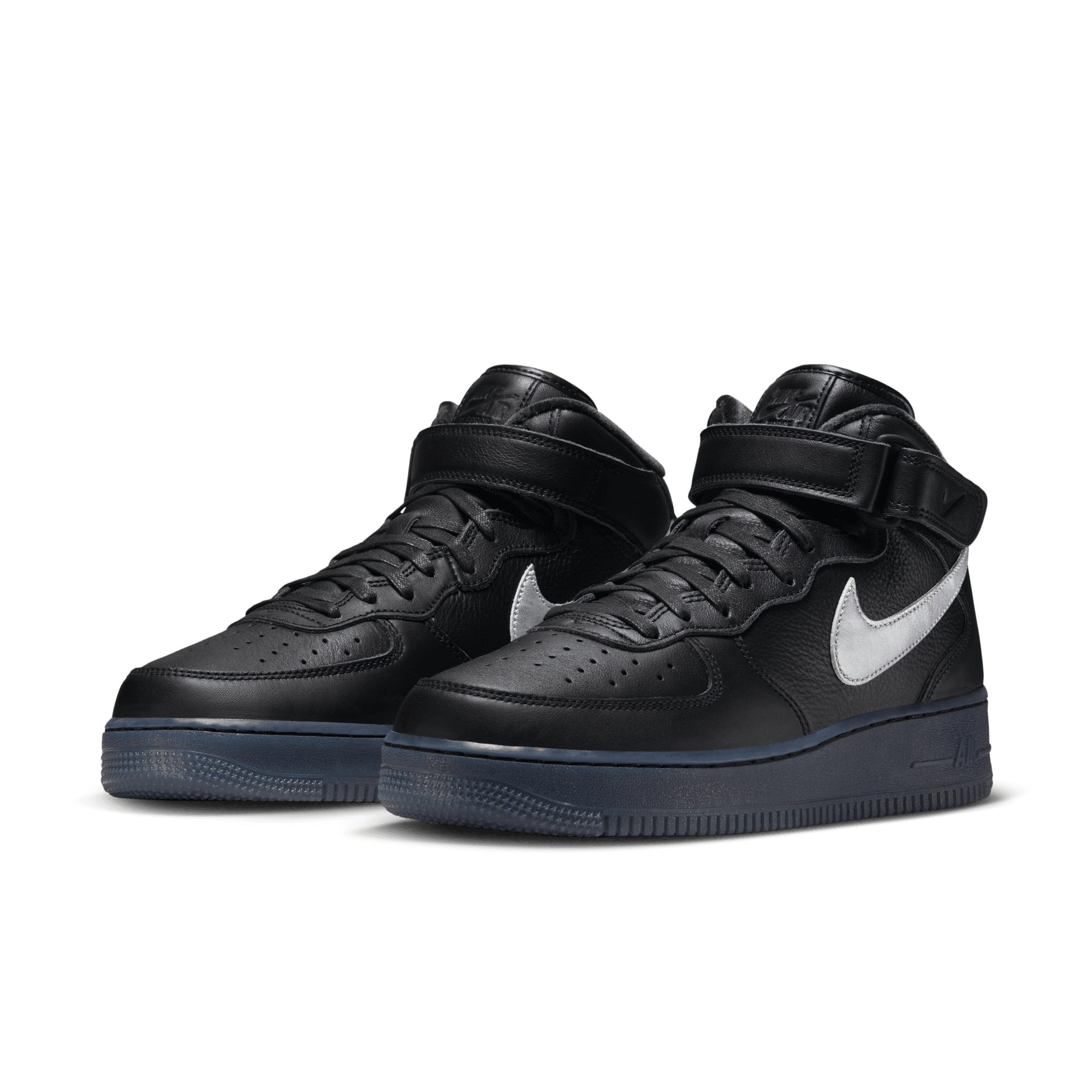 NIKE AF1 MID '07 PREMIUM "BLACK METALLIC SILVER"