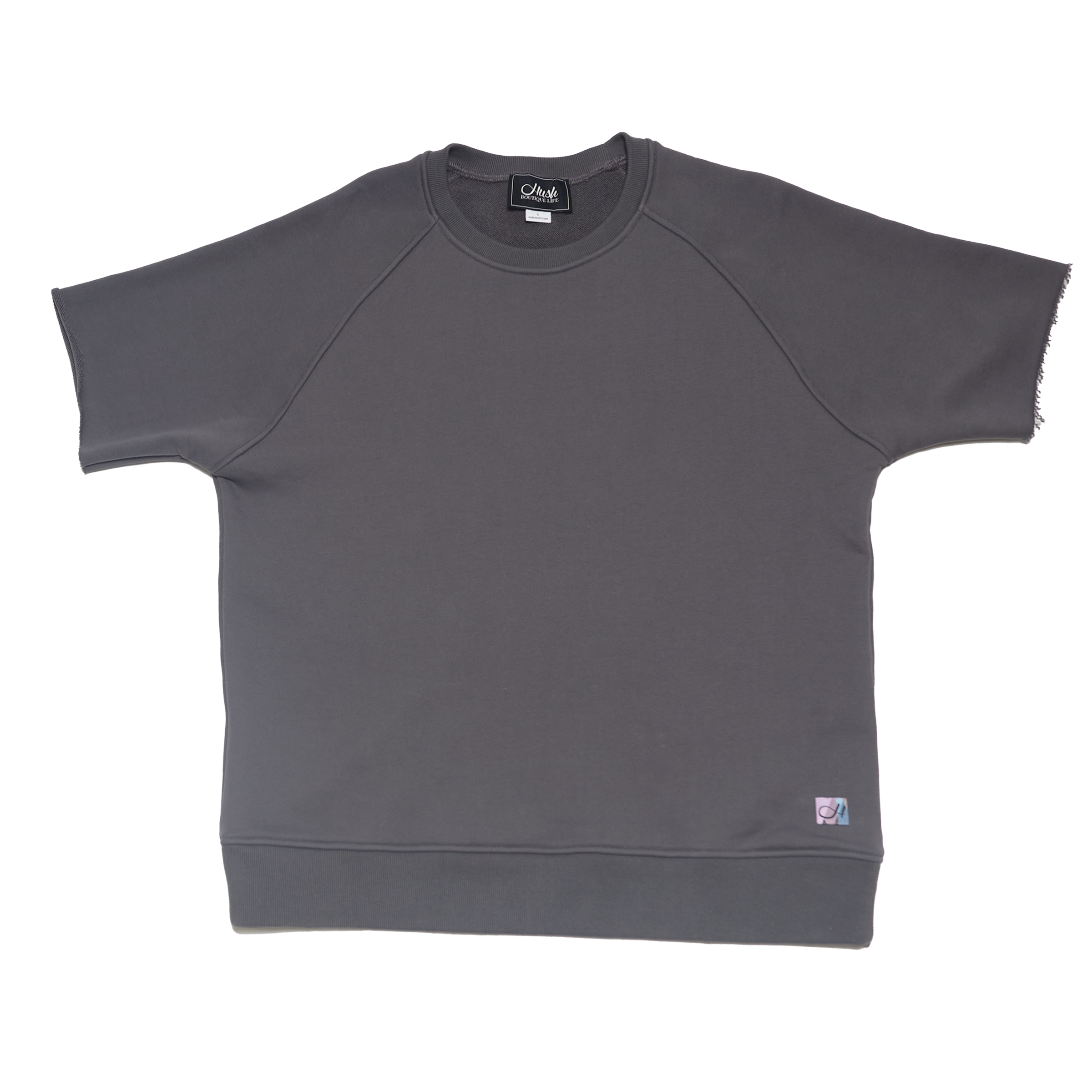 Hush Shortsleeve Crewneck Raw Edge "Charcoal"
