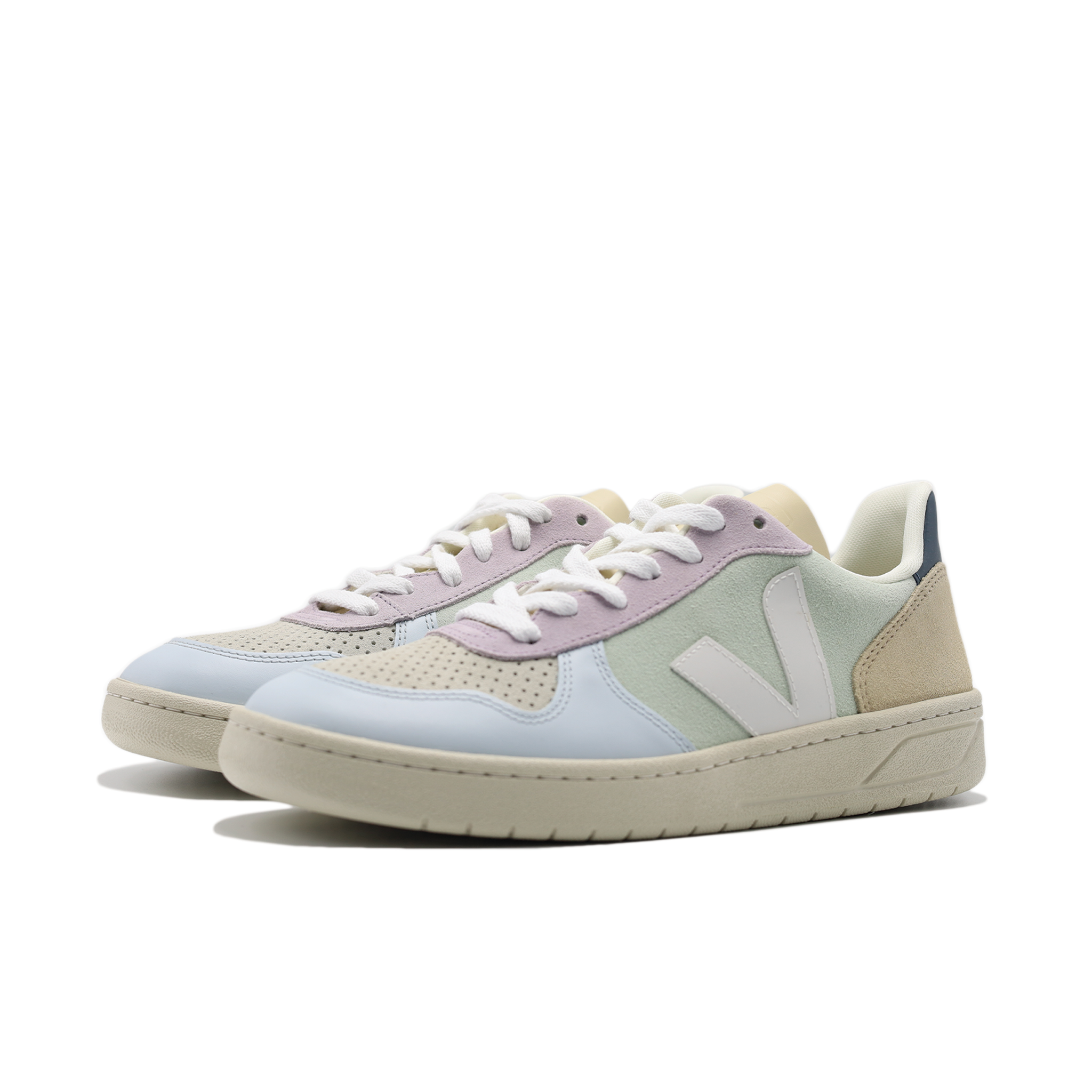 VEJA V-10 SUEDE JADE WHITE MULTICOLOR (MENS)