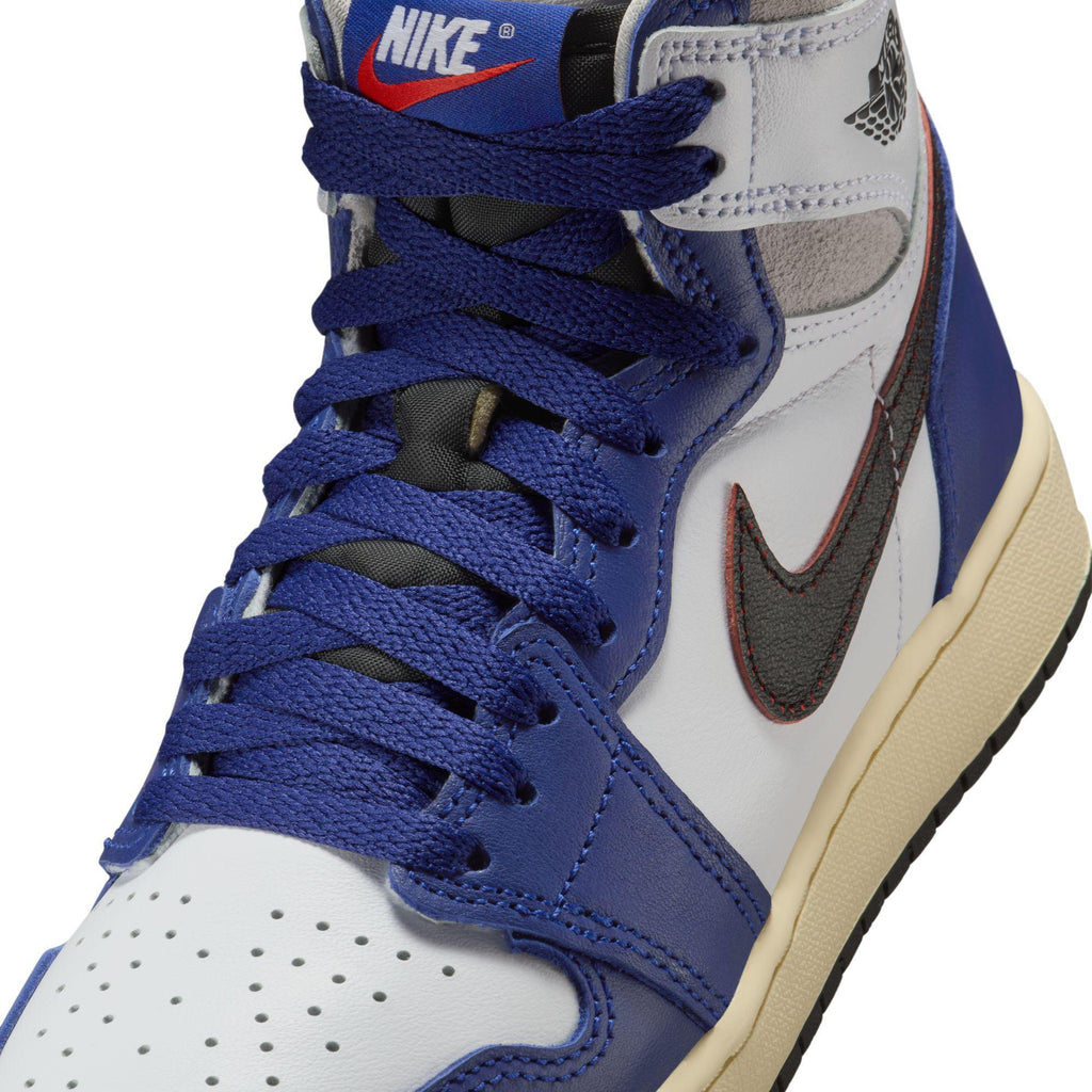 Air Jordan 1 High OG Big Kids' Shoes White/Neutral Grey-Deep Royal Blue