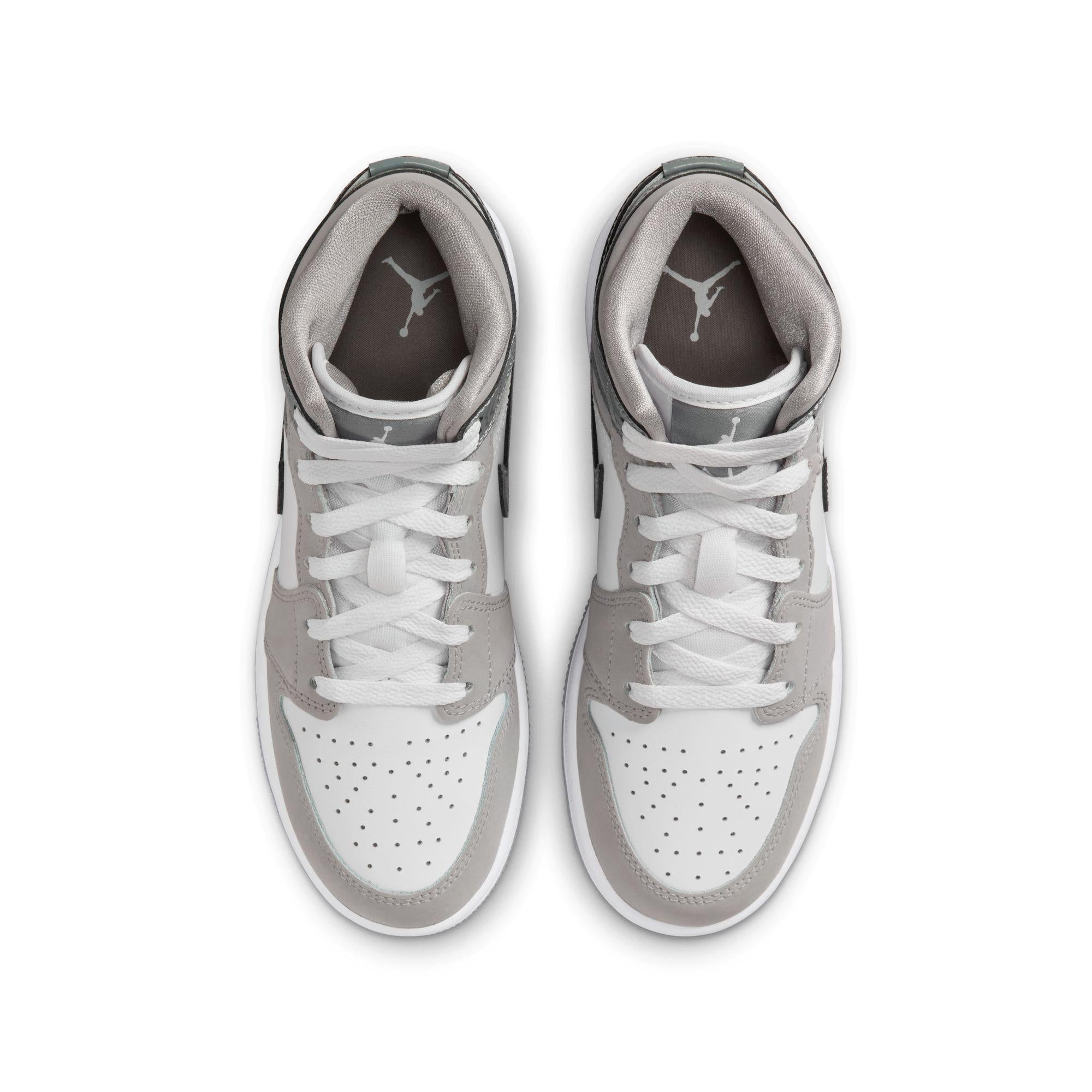 Air Jordan 1 Mid SE Big Kids' Shoes White/Cool Grey-Medium Grey