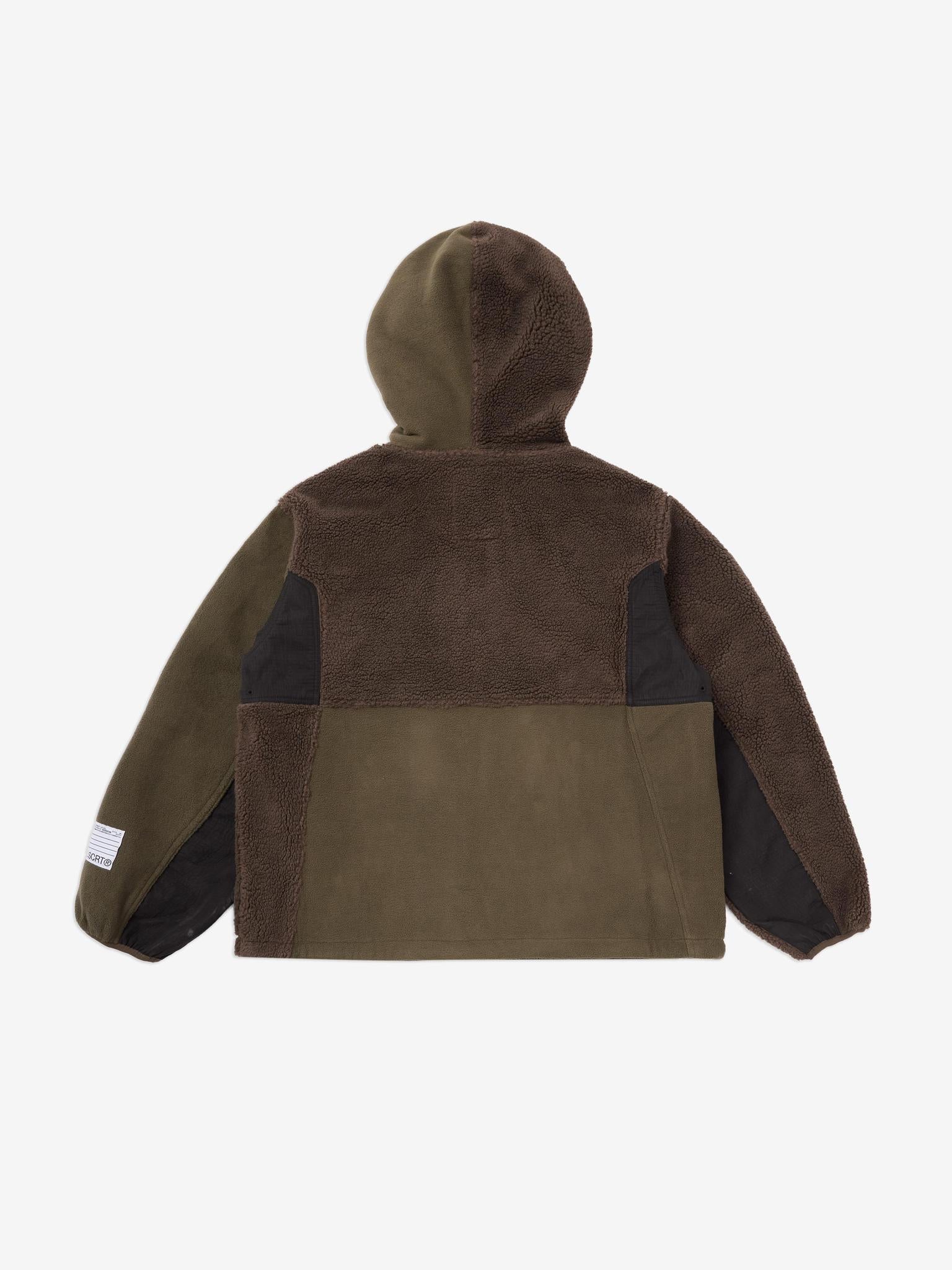 SCRT® Patchwork Hooded Fleece Green/Brown