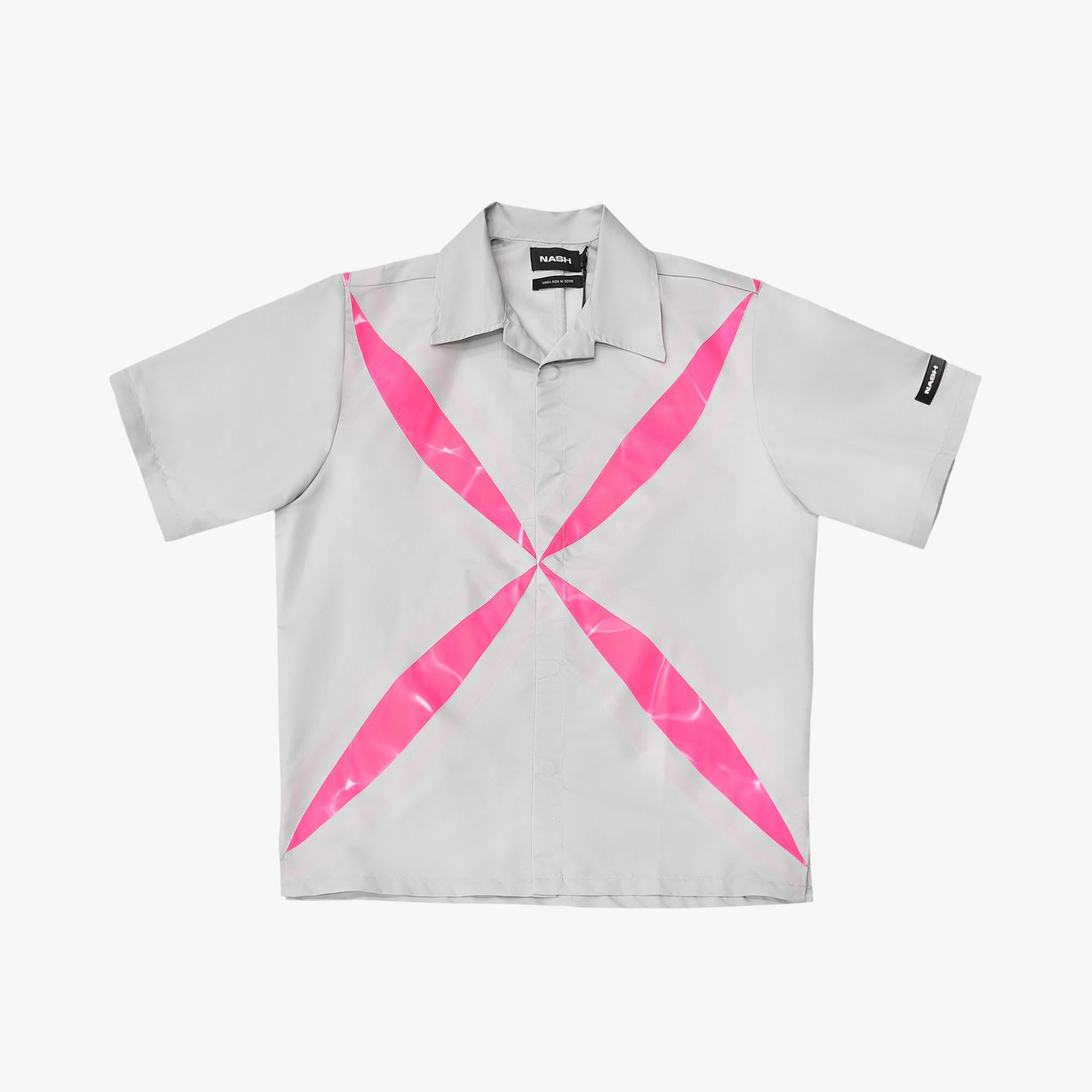 Nash Slice Shirt Silver Grey/Fluro Pink