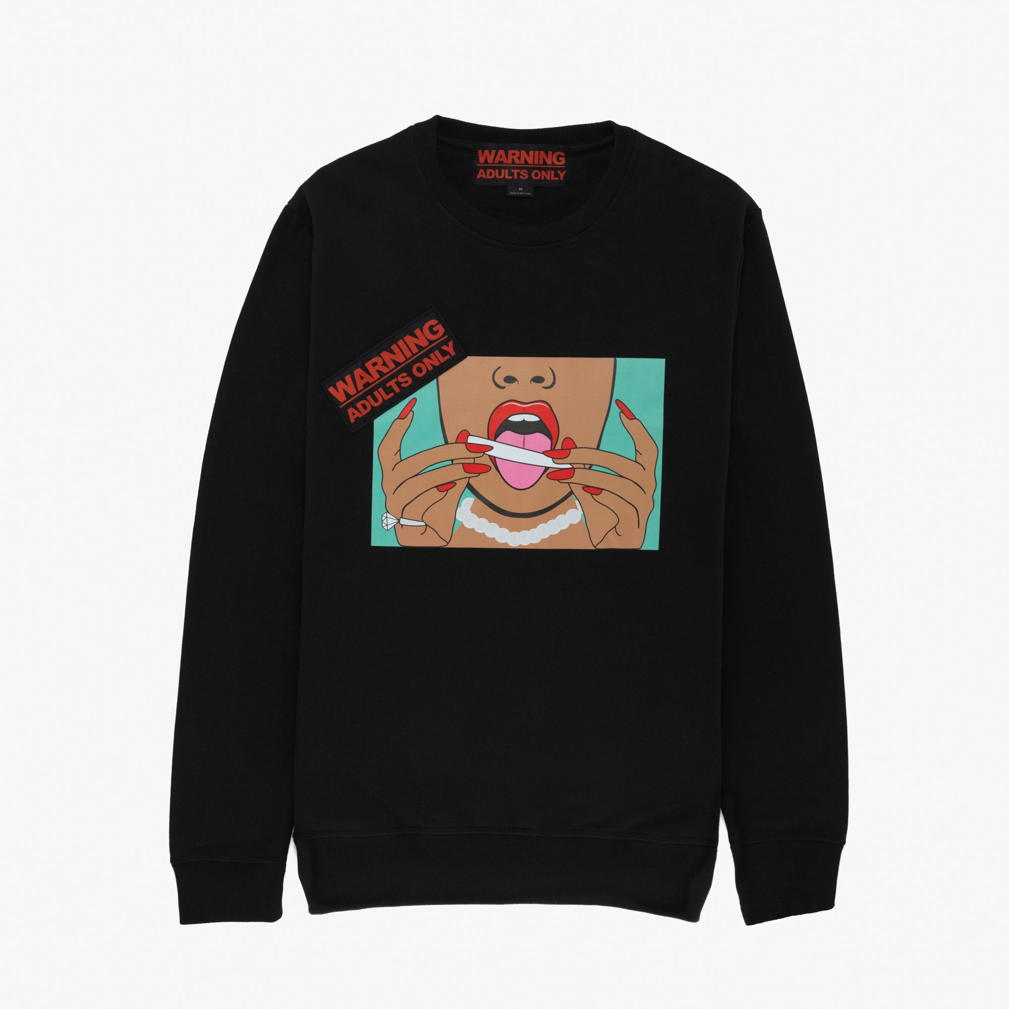 ADULTS ONLY BLACK CREWNECK “ROLL UP”